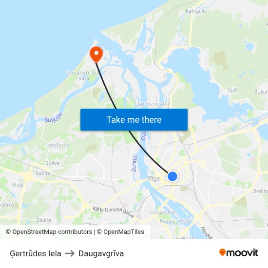 Ģertrūdes Iela to Daugavgrīva map