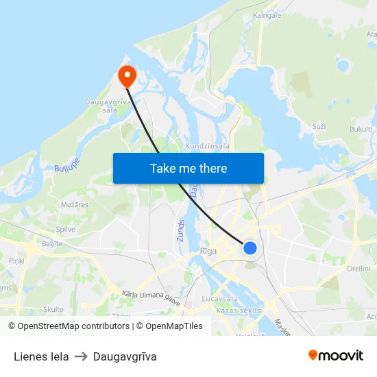 Lienes Iela to Daugavgrīva map