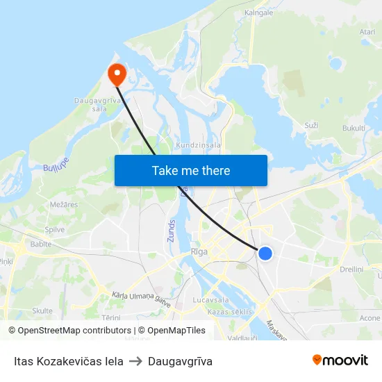 Itas Kozakevičas Iela to Daugavgrīva map