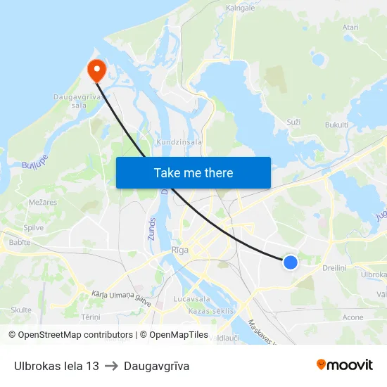 Ulbrokas Iela 13 to Daugavgrīva map