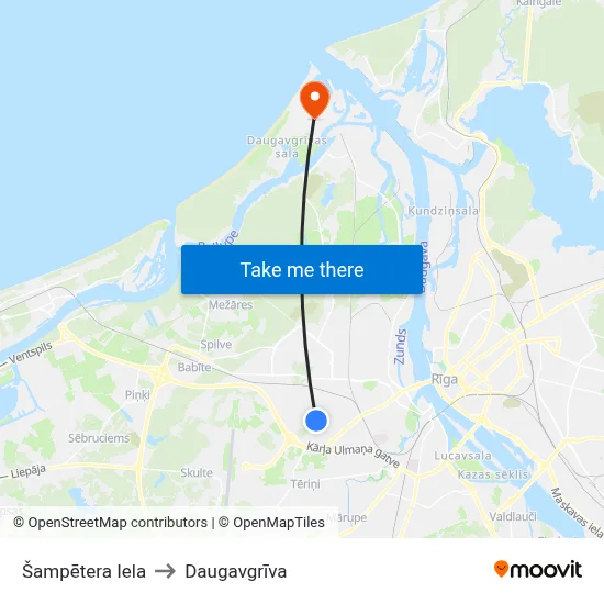 Šampētera Iela to Daugavgrīva map