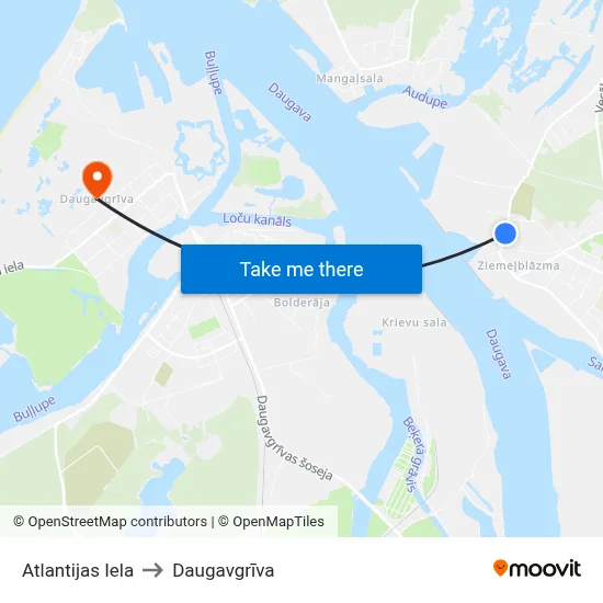 Atlantijas Iela to Daugavgrīva map