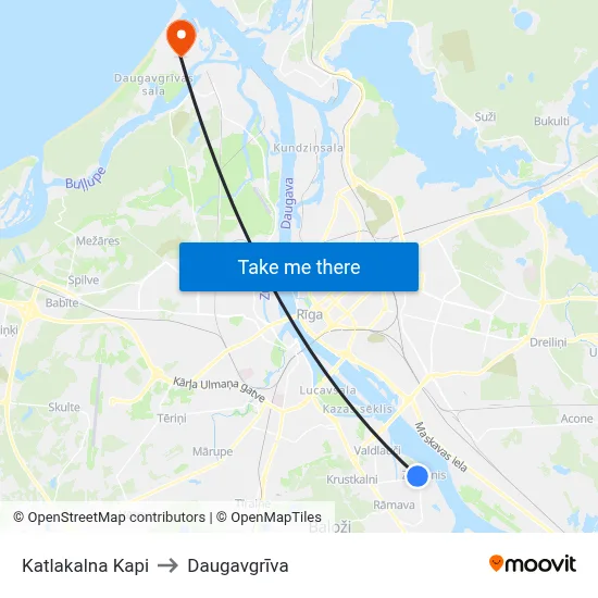 Katlakalna Kapi to Daugavgrīva map