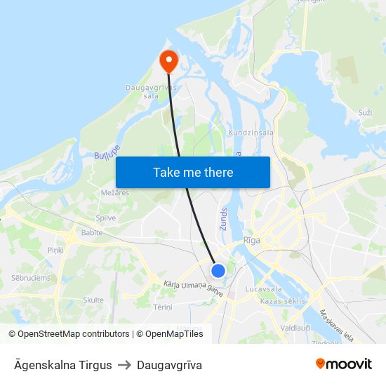 Āgenskalna Tirgus to Daugavgrīva map