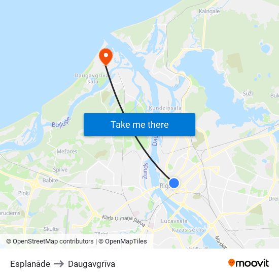 Esplanāde to Daugavgrīva map