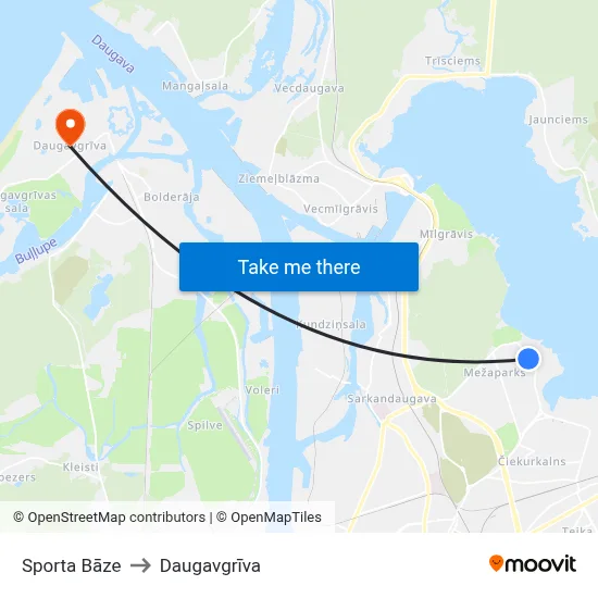Sporta Bāze to Daugavgrīva map