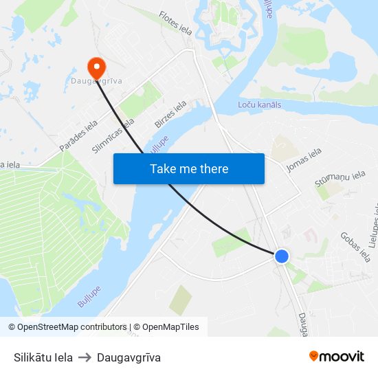 Silikātu Iela to Daugavgrīva map
