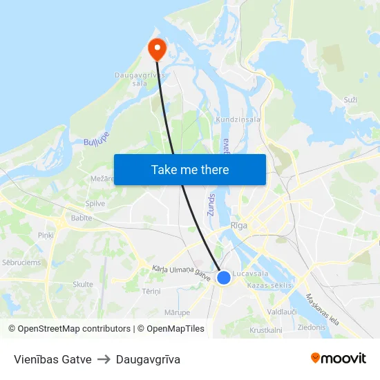 Vienības Gatve to Daugavgrīva map