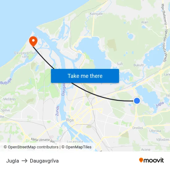 Jugla to Daugavgrīva map