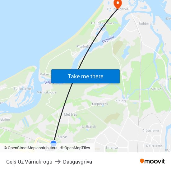 Ceļš Uz Vārnukrogu to Daugavgrīva map