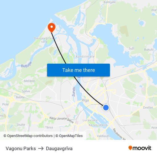 Vagonu Parks to Daugavgrīva map
