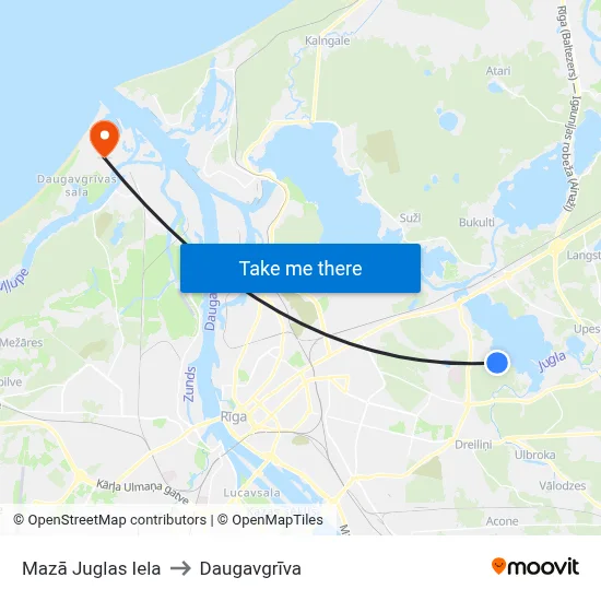 Mazā Juglas Iela to Daugavgrīva map