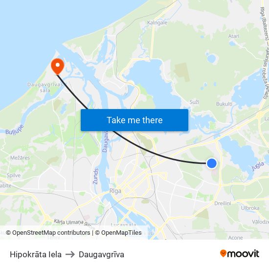 Hipokrāta Iela to Daugavgrīva map
