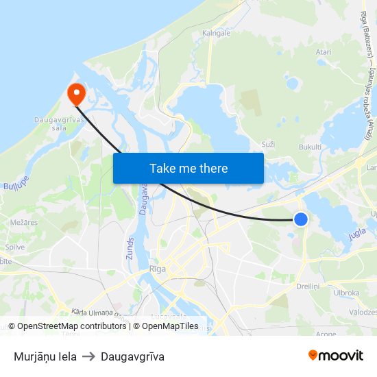 Murjāņu Iela to Daugavgrīva map