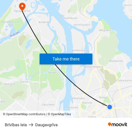 Brīvības Iela to Daugavgrīva map