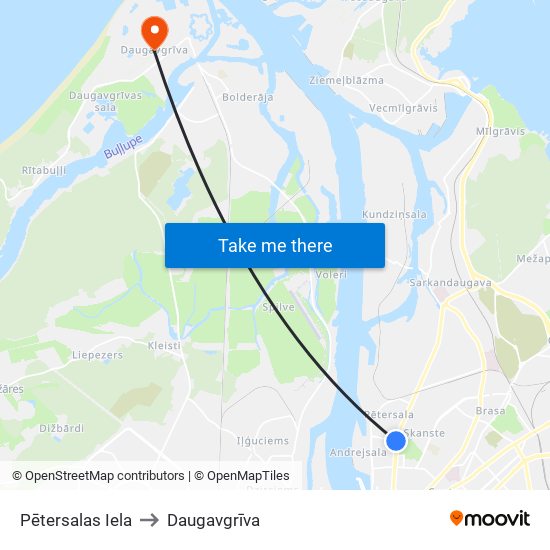 Pētersalas Iela to Daugavgrīva map