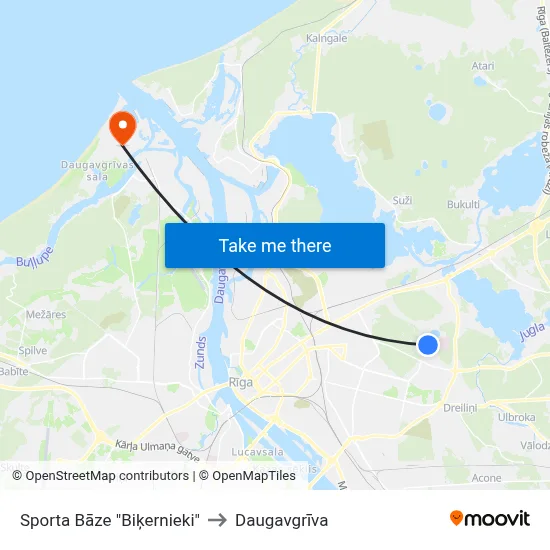 Sporta Bāze "Biķernieki" to Daugavgrīva map
