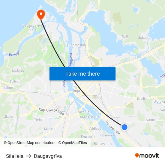 Sila Iela to Daugavgrīva map