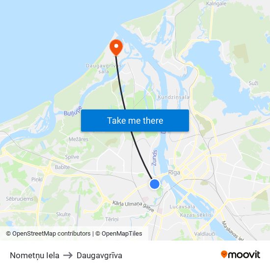 Nometņu Iela to Daugavgrīva map