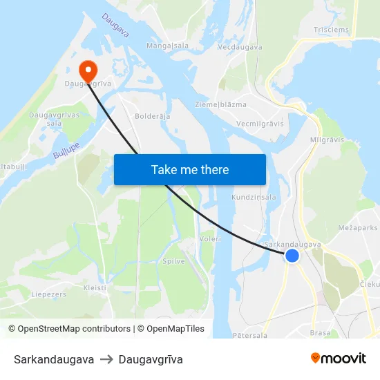 Sarkandaugava to Daugavgrīva map