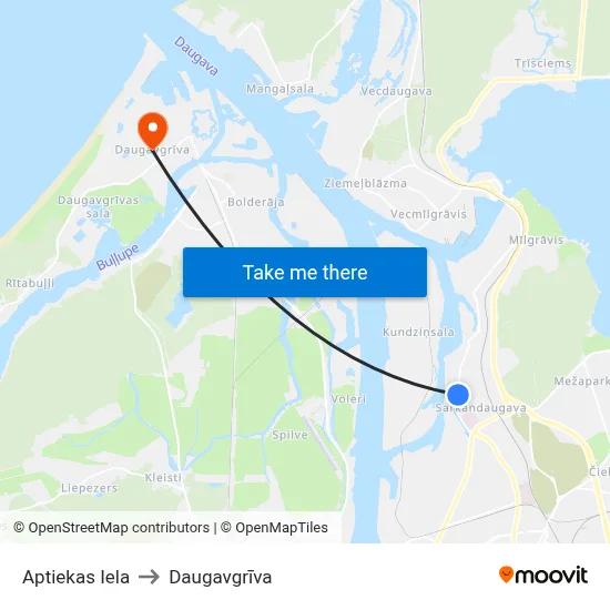 Aptiekas Iela to Daugavgrīva map