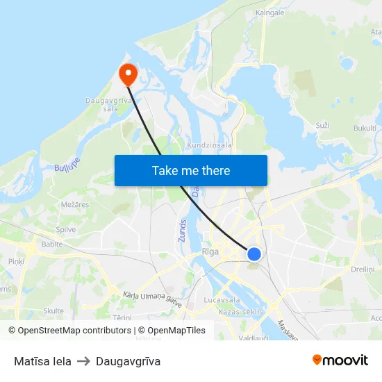 Matīsa Iela to Daugavgrīva map