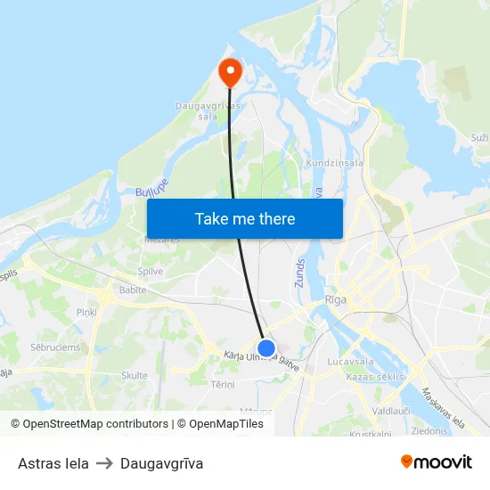 Astras Iela to Daugavgrīva map