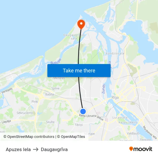Apuzes Iela to Daugavgrīva map