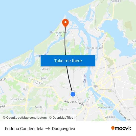 Fridriha Candera Iela to Daugavgrīva map