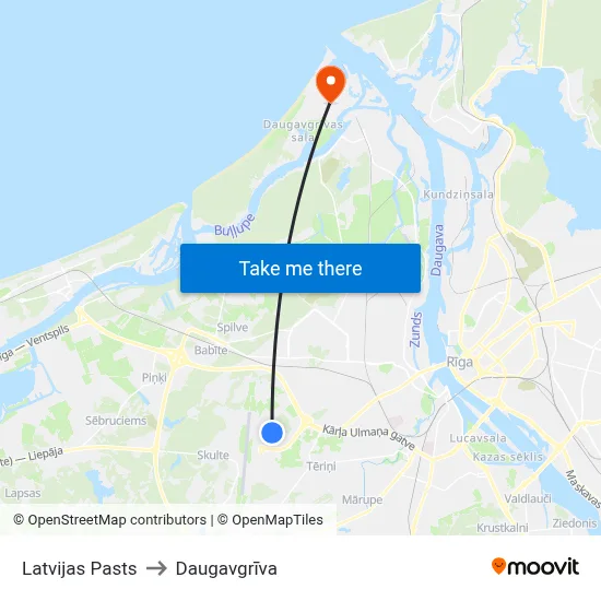 Latvijas Pasts to Daugavgrīva map