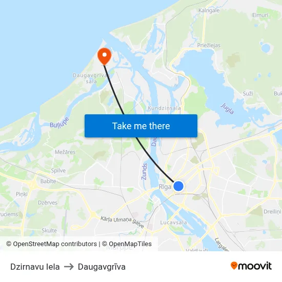 Dzirnavu Iela to Daugavgrīva map