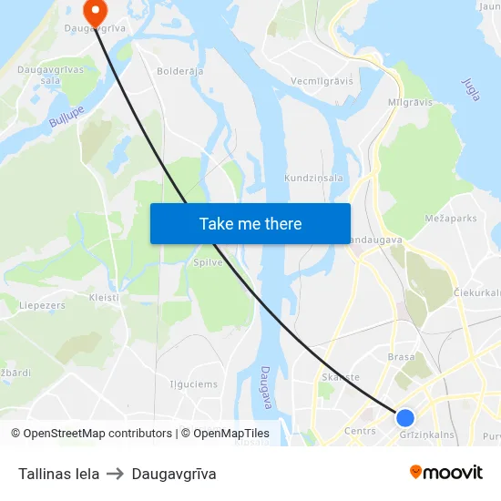Tallinas Iela to Daugavgrīva map