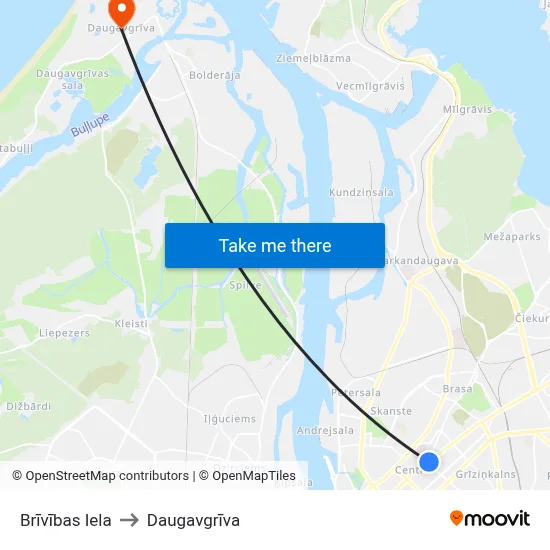 Brīvības Iela to Daugavgrīva map