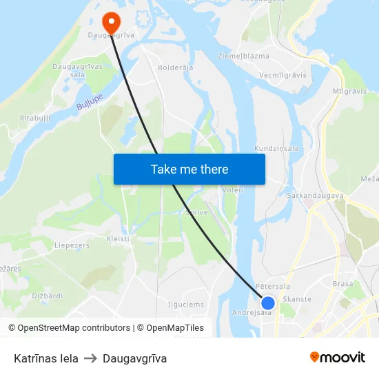 Katrīnas Iela to Daugavgrīva map