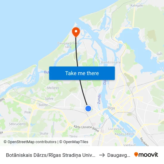Botāniskais Dārzs/Rīgas Stradiņa Universitāte to Daugavgrīva map