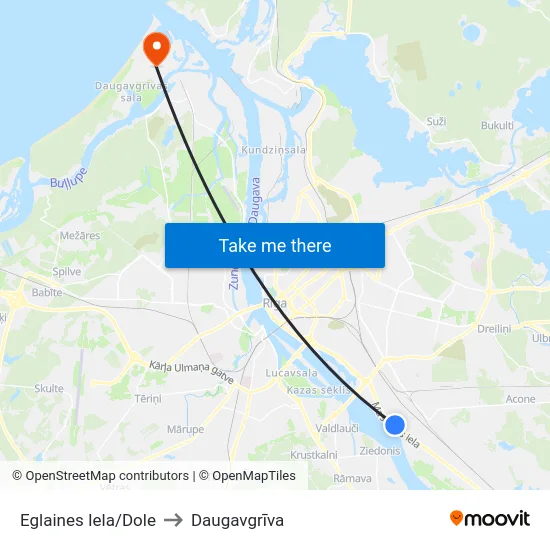 Eglaines Iela/Dole to Daugavgrīva map
