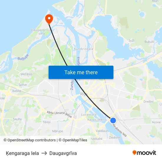 Ķengaraga Iela to Daugavgrīva map