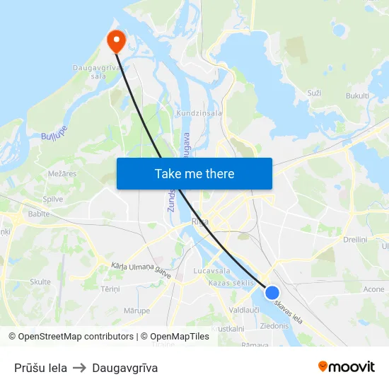 Prūšu Iela to Daugavgrīva map