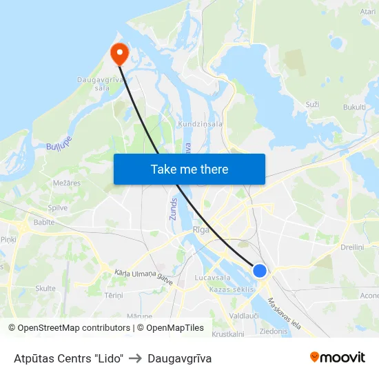 Atpūtas Centrs "Lido" to Daugavgrīva map