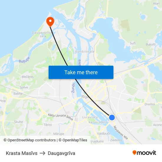 Krasta Masīvs to Daugavgrīva map