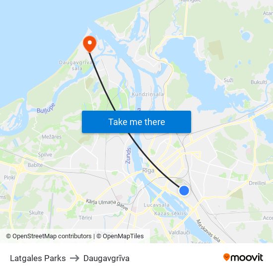 Latgales Parks to Daugavgrīva map