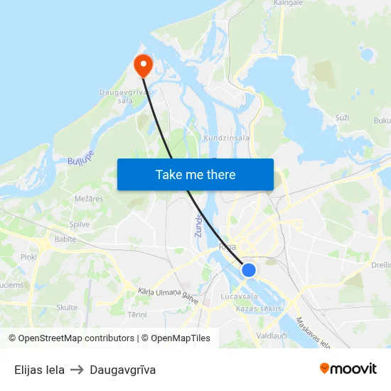 Elijas Iela to Daugavgrīva map