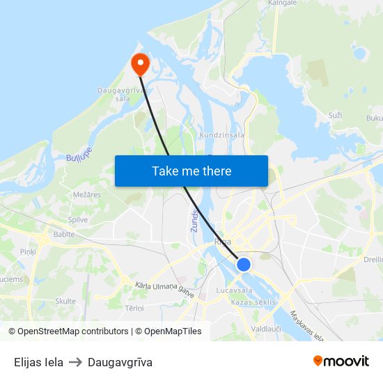 Elijas Iela to Daugavgrīva map