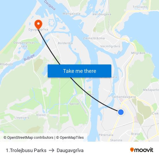 1.Trolejbusu Parks to Daugavgrīva map