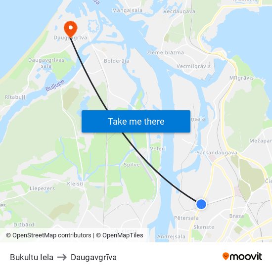 Bukultu Iela to Daugavgrīva map