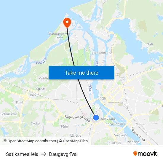 Satiksmes Iela to Daugavgrīva map