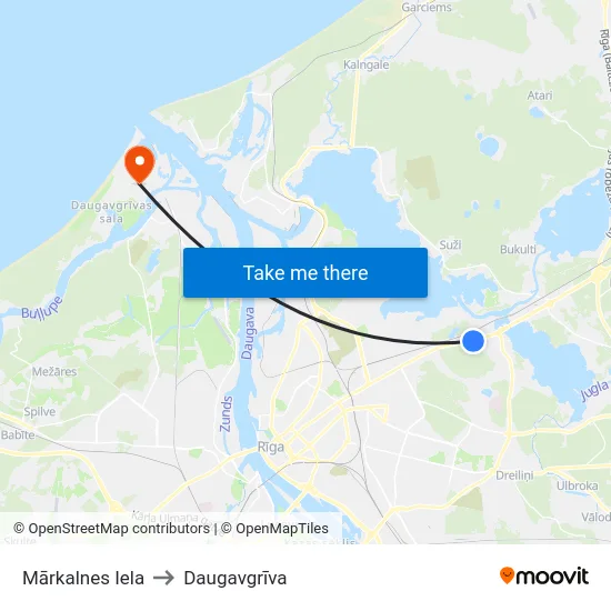 Mārkalnes Iela to Daugavgrīva map