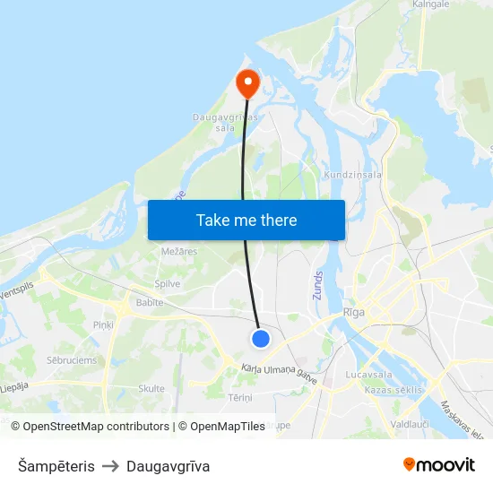 Šampēteris to Daugavgrīva map