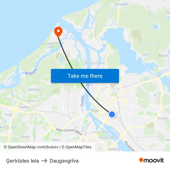 Ģertrūdes Iela to Daugavgrīva map