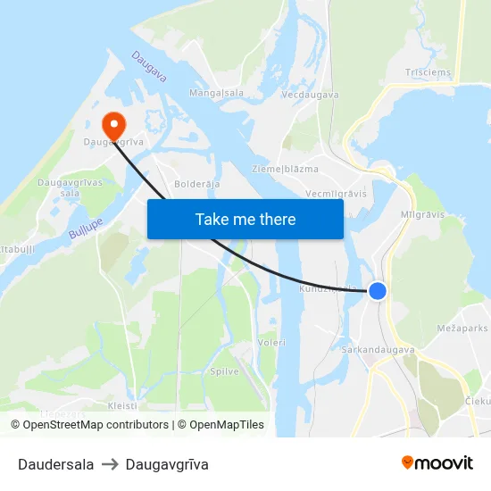 Daudersala to Daugavgrīva map